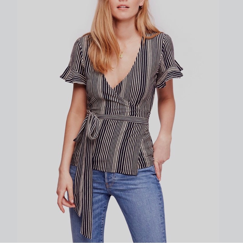 FREE PEOPLE WRAPPED AROUND MY FINGER COTTON WRAP TOP